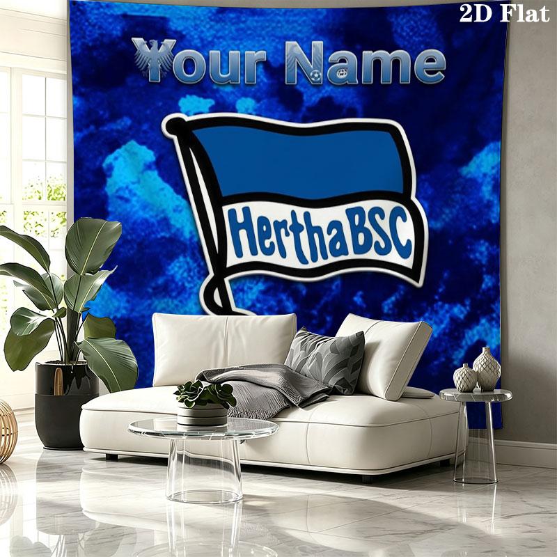 Hertha BSC Custom Name Wall Tapestry Aesthetic Wall Hanging Printed Fabric Blanket Decorative Tapestries for Bedroom Living Room Home Decor