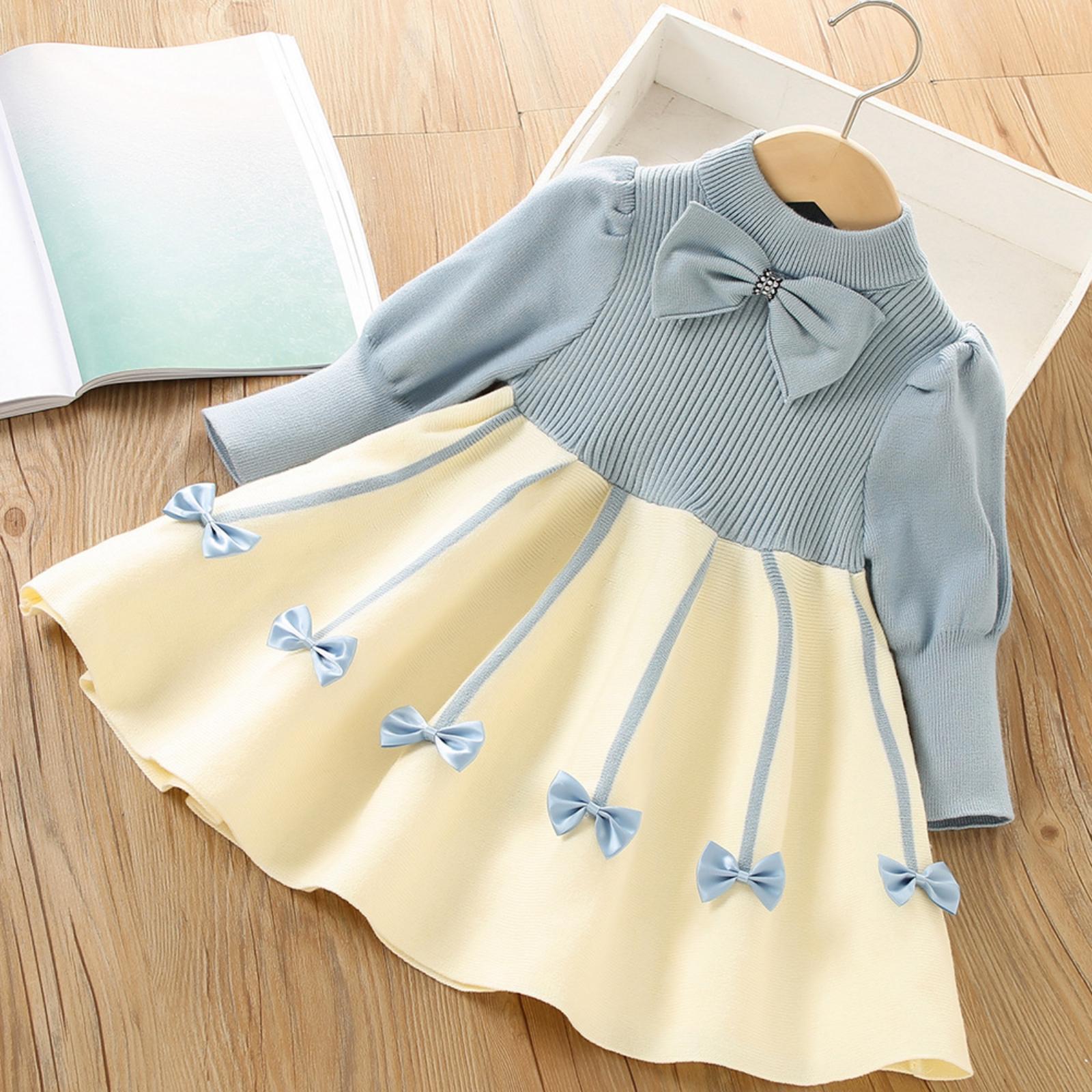 Girls  Winter Knitted Long-sleeved Princess Dress 100