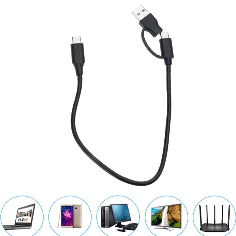 Multifunction 2 In 1 Charging Cable USB3.0 USB A/C To C Charger Data Sync Cable for Cellphone Laptop Tablet