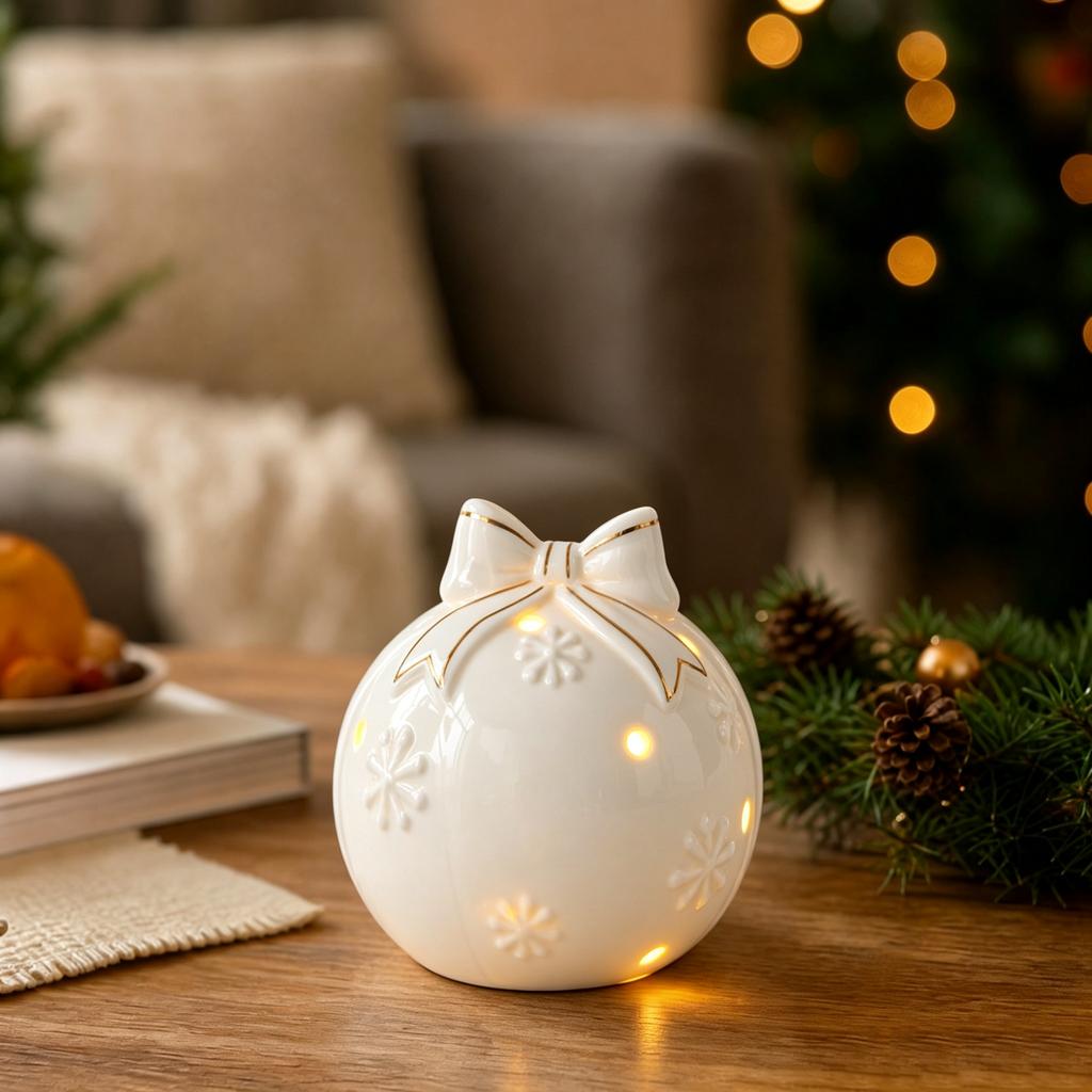 Ceramic Christmas Decoration Ornament for Holiday Tabletop Display and Festive Home Decor
