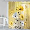 1Pc Bathroom Set DIY Polyester Waterproof 200x180CM Thickening Shower Curtain With Hooks Daisy Flower