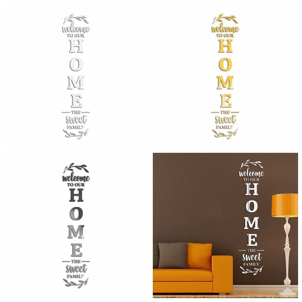

Mirror 3D Mirror Wall Sticker DIY Acrylic English Letters Decal Home Family Sticker Home Decor