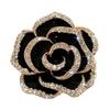 Enamel Design Enamel Camellia Brooch Golden And Black Floral Brooch  For Funerals and Mourning