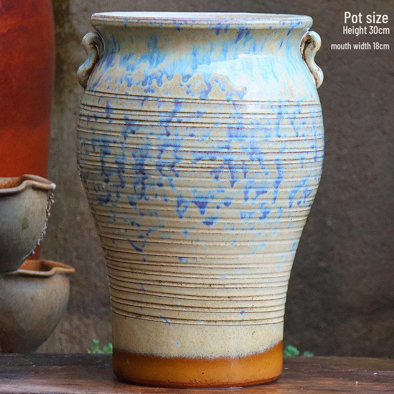 Handmade Large Purple Clay Ceramic Pot for Succulents and Bougainvillea – Breathable, Coarse Pottery Design for Living Room.