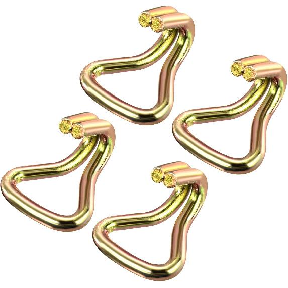 MECCANIXITY Ratchet Double J Strap Hook Load 4409 Lbs for 2" Tie Down Strap Webbing Car Truck Trailer Pack of 4 Zinc Color