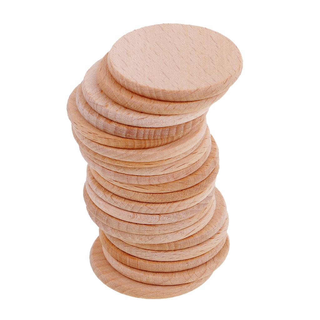 Pack of 20 Pieces Unfinished Wooden Slices,Wood Unpainted Wooden Pieces for