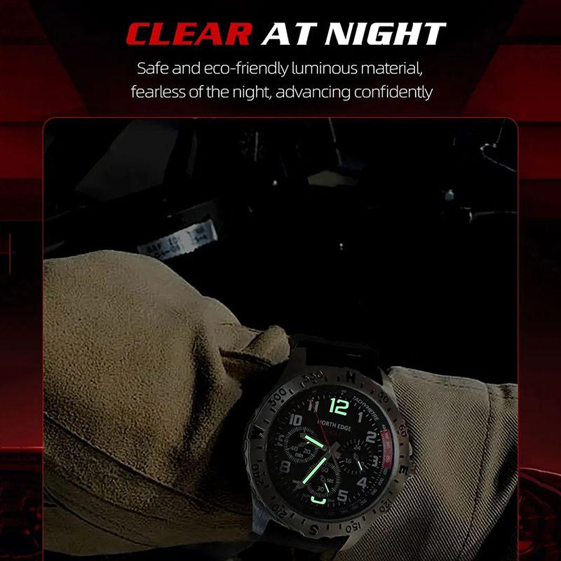 NORTH EDGE MACH 2 Men's Watches Solar Power 316 Stainless Steel Case Quartz Watch For Men Pilot Waterproof 50M Stopwatch