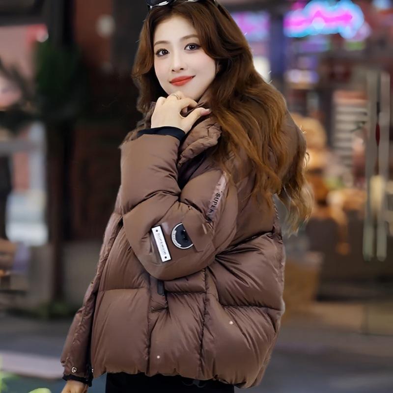 

Зимняя Новая Модная Короткая Теплая Повседневная Свободная Утолщенная Куртка-Пуховик XL кофейный