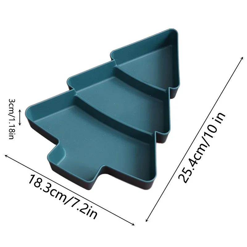 Creative Christmas Tree Shape Tray Plastic Compartmented Fruit Plate Candy Snacks Nut Tray Home Christmas Party Dessert Plate