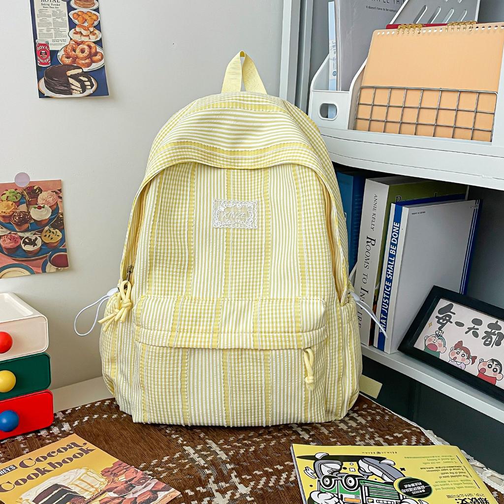 Schoolbag Japanese INS striped backpack 1011 spring/summer new campus high-aesthetic student backpack for women, lightweight small backpack