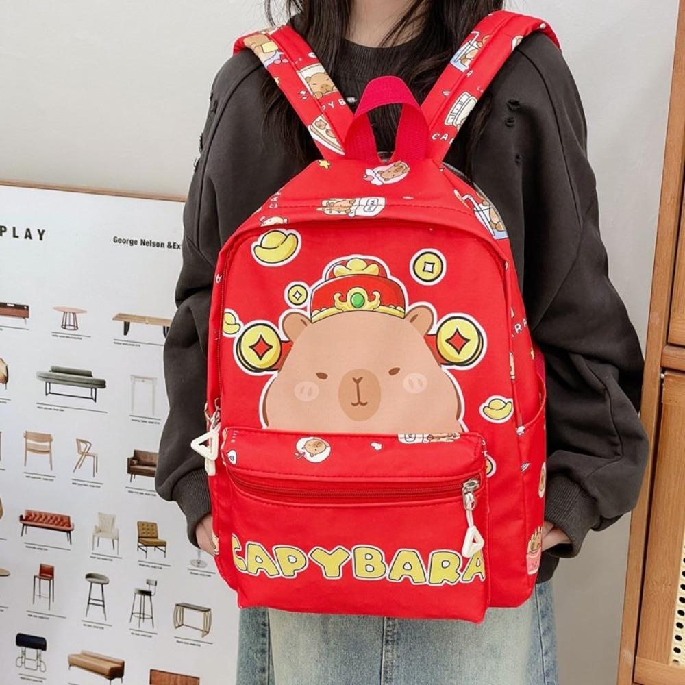 Thickened Capybara Backpack Nylon Children School Bag Cartoon Animal Daypack Unisex