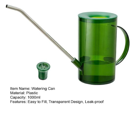 Vattenkanna med lång pip 1L Vattenkanna med bred öppning Transparent vattenkanna med dusmunstycke för hemträdgårdsskötsel Kontor Inomhusväxter