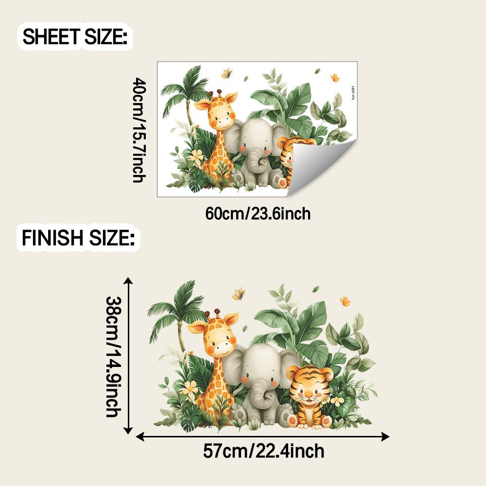 

Мультяшные животные и тропические растения фон декоративные наклейки на стену для гостиной и столовой