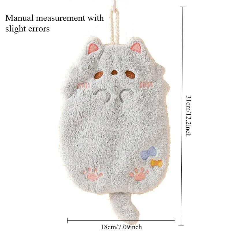 Cute Cartoon Hanging Style Hand Towel, Made of Coral Fleece Material, Used for Bathroom Hand Towels, Kitchen Cleaning Cloths.