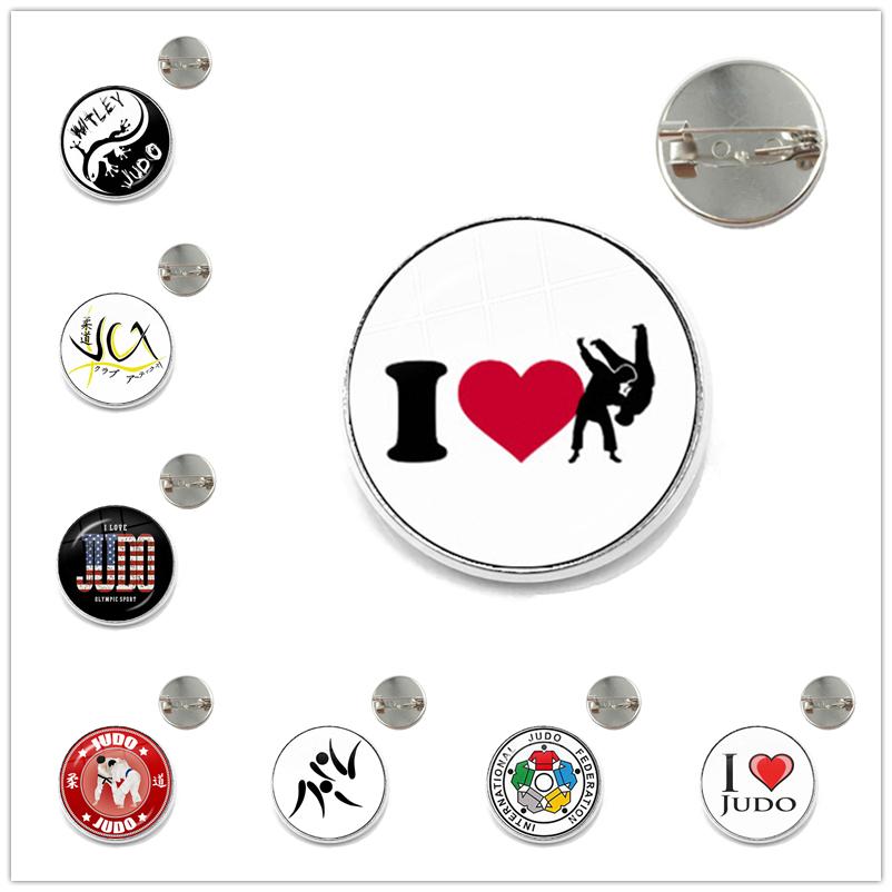 2021 Trendy Sports I Love Judo Brooches Pins Men Women Karate Jewelry High Quality Handmade Badge Brooch Gift
