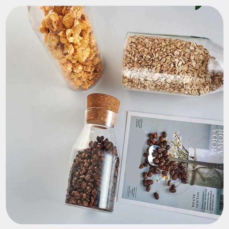 ZISIZ 900ML Glass Beverage Bottles with Cork Stoppers, 2-Pack