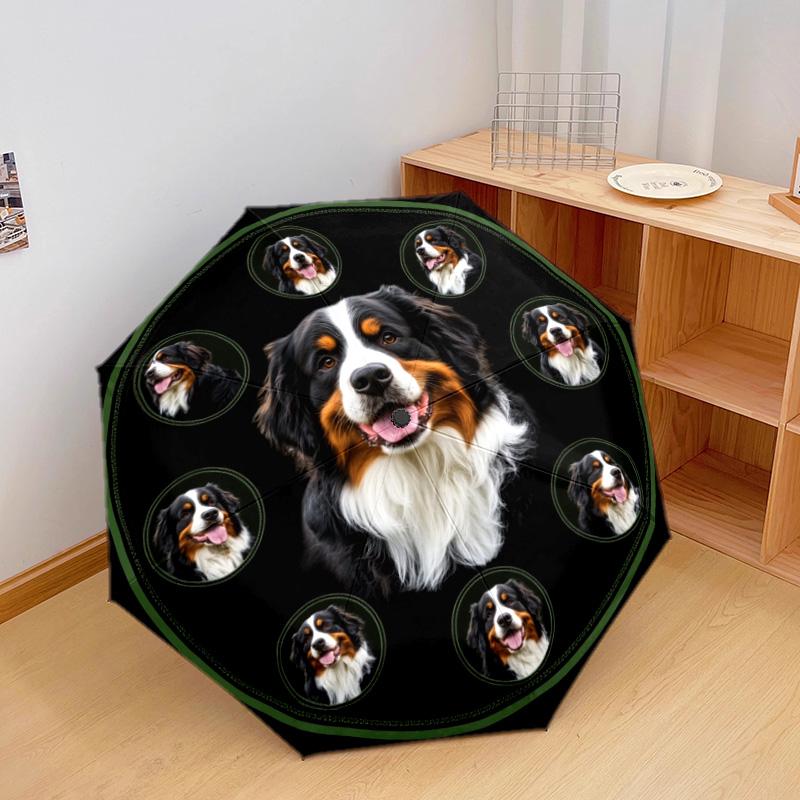 1 PC Automatic Folding Umbrella - Bernese Mountain Dog2 Pattern, Portable & Foldable Design with 8 Ribs, Christmas Birthday Gifts