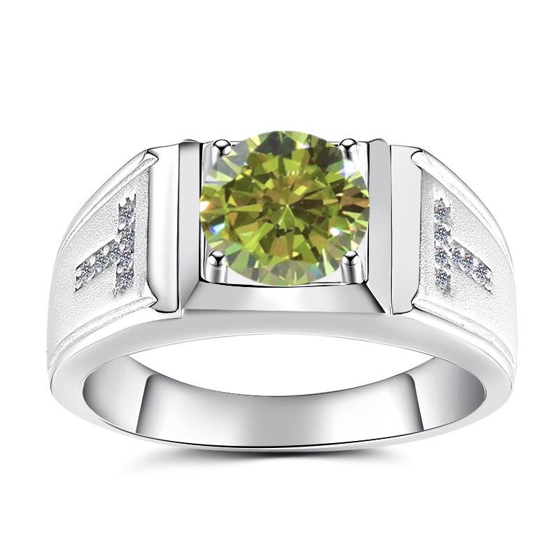 Men's GRA Moissanite Diamond Ring, PT950 Plated, S925 Sterling Silver, Simple Fashion Design.