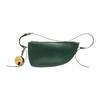 Shield Sattel Crossbody Tasche Dunkelgrün Glattes Leder Glocken Anhänger Umhängetasche für Damen Tägliches Pendeln Reisen 80777611