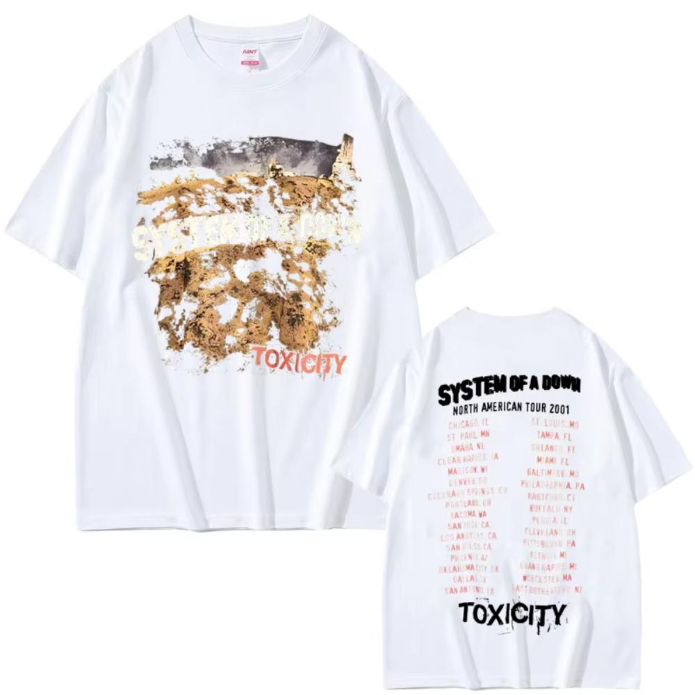 Vintage Rock Band System of A Down Toxicity Tour T Shirts Men's Women Gothic Punk Rock T-shirts Men's Hip Hop Oversized T Shirts