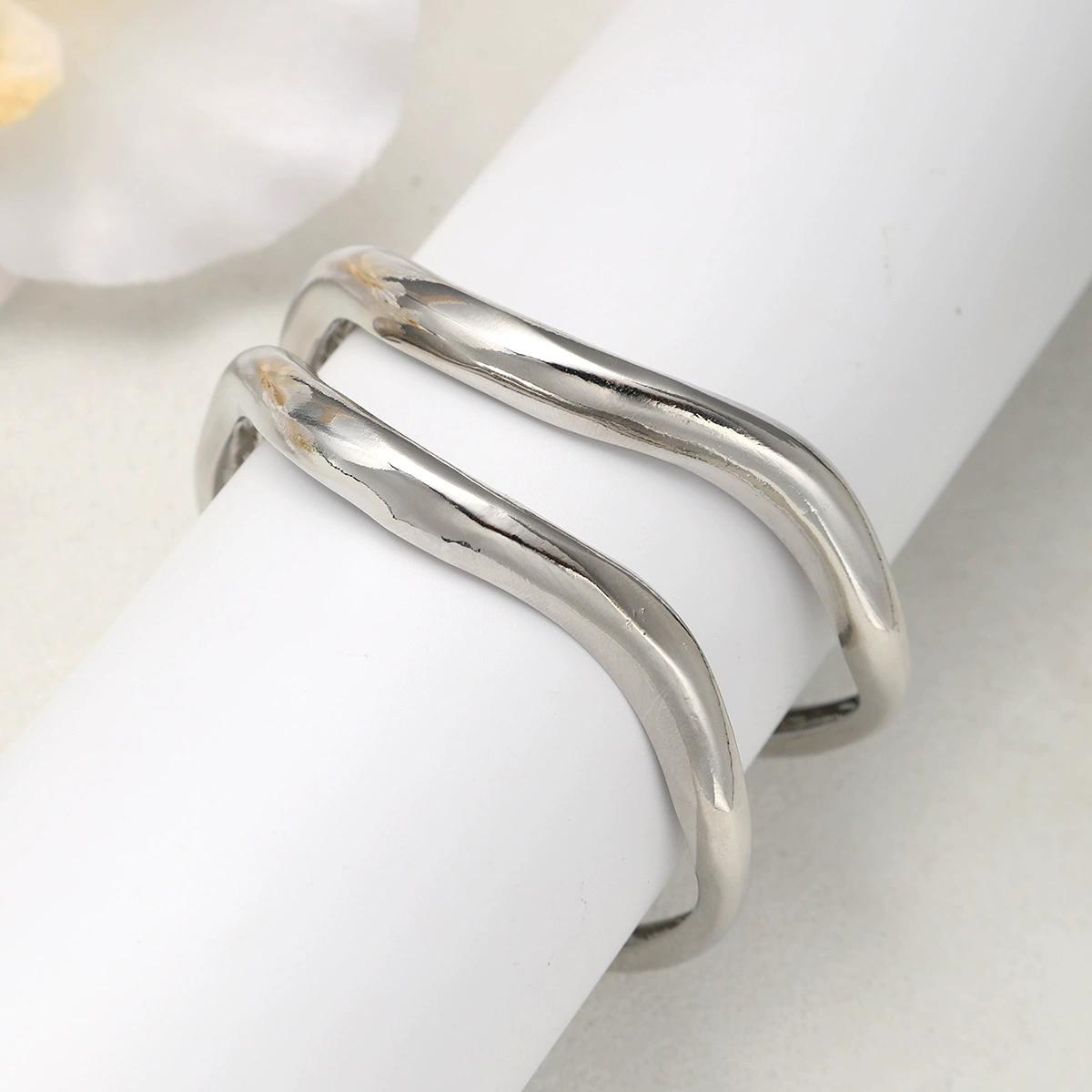 

17KM Vintage Irregular Wide Cuff Bangles For Women Hip Hop Punk Gold Silver Color Geometric Metal Bracelets Fashion Jewelry Gift