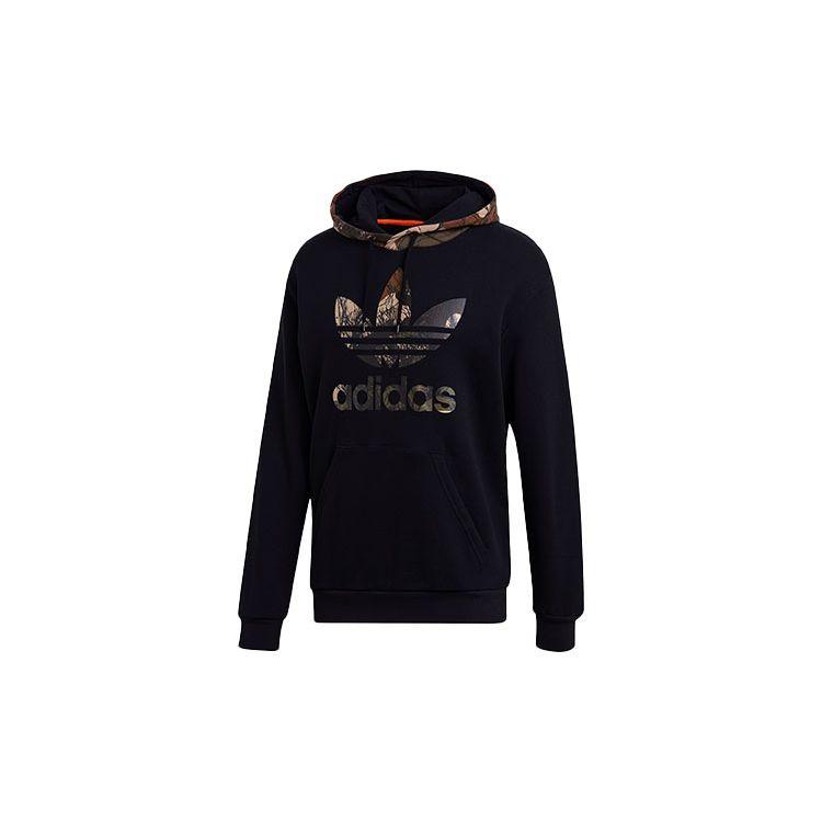 adidas Originals Unisex Camo Block Hdy Camouflage Logo Printing Pullover Hoodie Black GD5956 XS