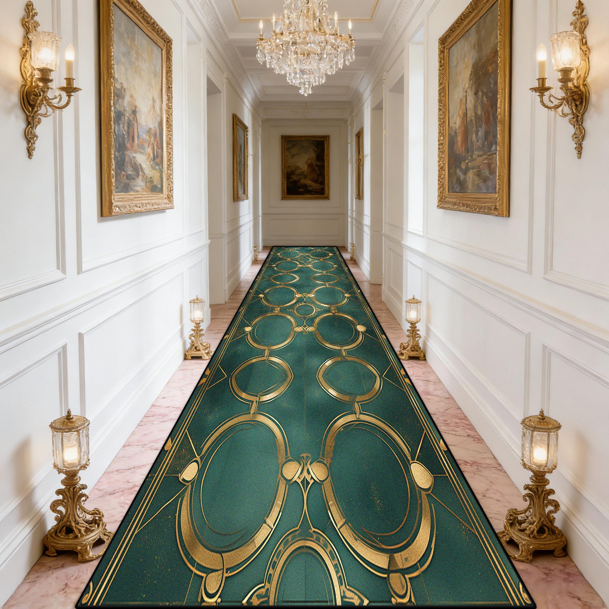 Luxe Marmeren Stijl Gangkleed Europa Decoratie Huis Makkelijk Schoon te Maken Runner Tapijt el Trappenhuis Antislip Lange Matten 1.9x6.5ft(60x200cm)
