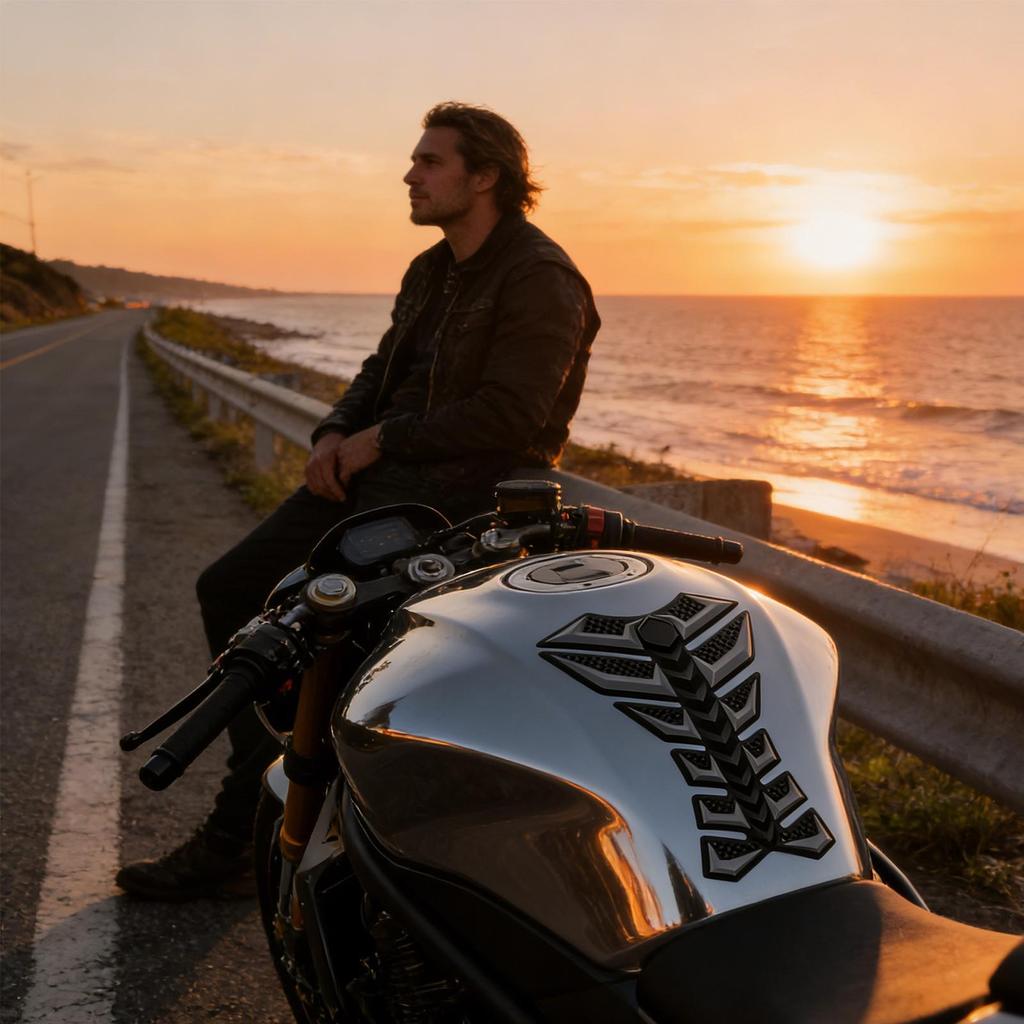 Stickers For Motorcycles 3D Rubber Pad Fish Bone Design Protector Motorcycle Tank Pad Sticker For Adults Oil Tank Street Car