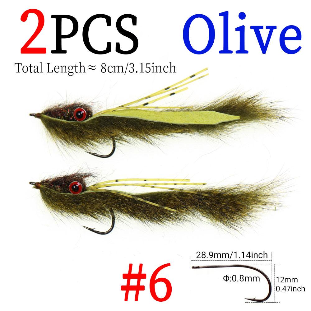 2pcs Fishing Streamer Fly for Trout Bass - Bottom Search Loach Lure with Dumbbell Eyes, Squirrel Tail,for Freshwater Saltwater