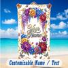 Floral Garden Theme Beach Towel Personalized Custom Name & Text Soft Quick Dry Beach Towel for Swimming Travel