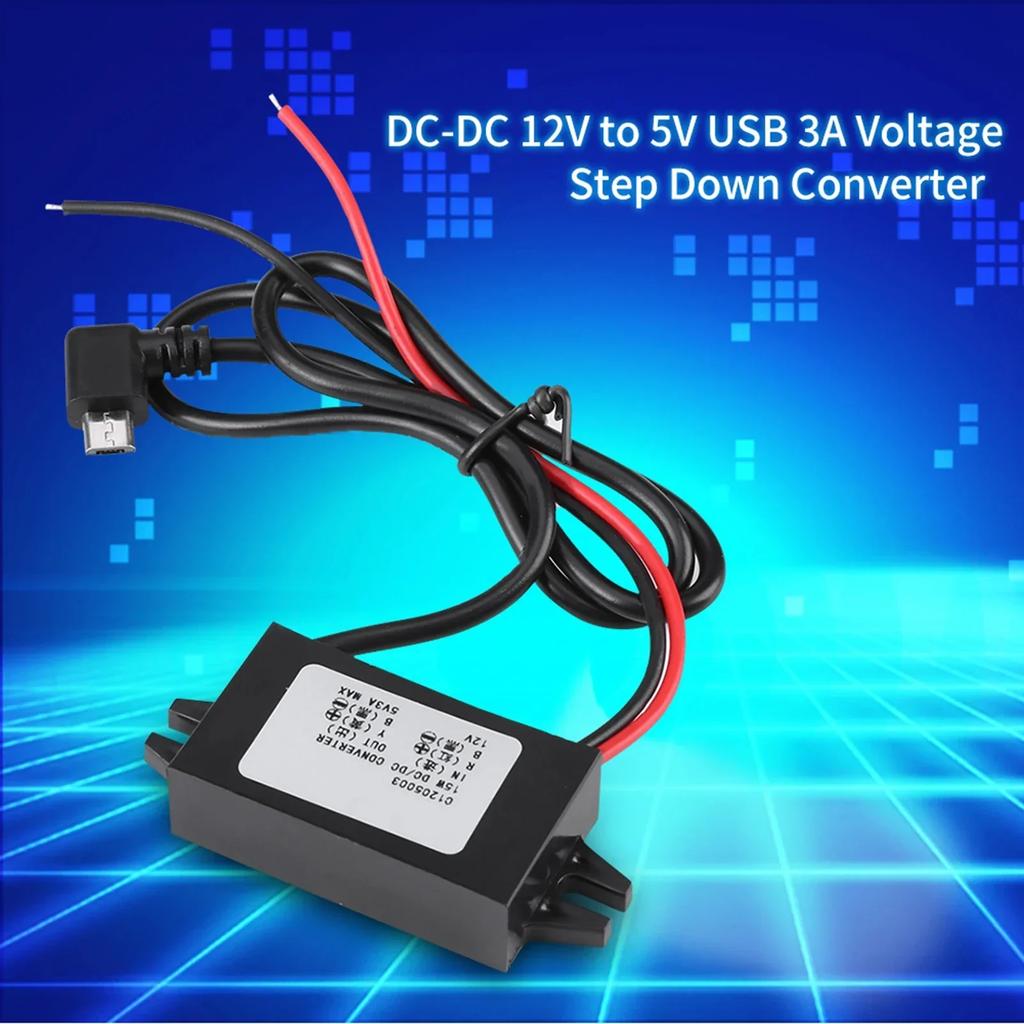 DC-DC 12V To 5V 3A Micro USB Converter Voltage Step Down Regulator for Car Smartphone Car Voltage Converter 12V To 5V Converter
