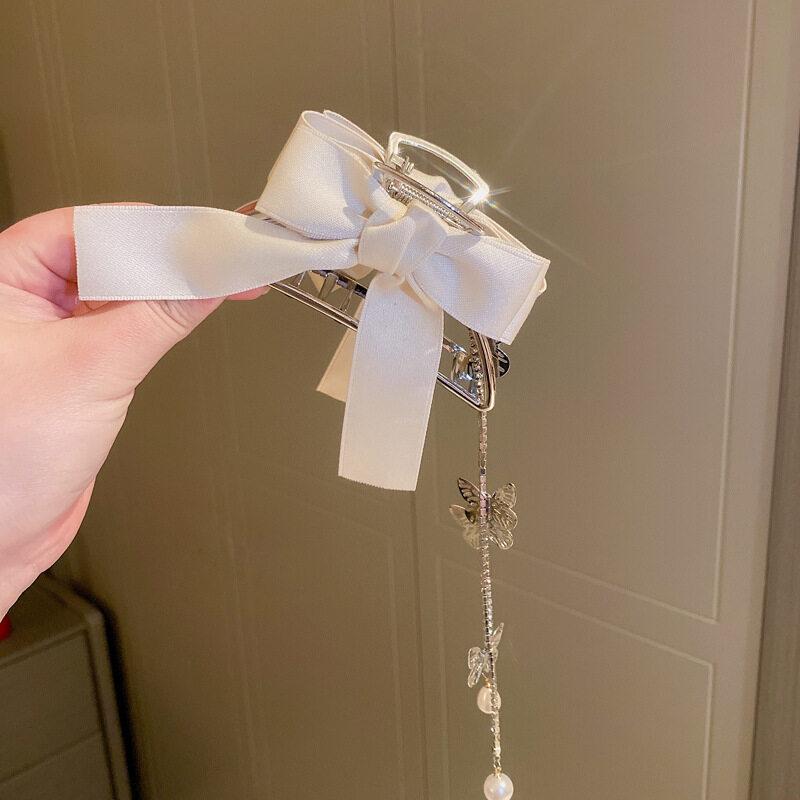 Utsøkt Super Fairy Bow Dusk Hårklør Hårtilbehør Metall Grip Clip Hår Clip Shark Clip på baksiden av hodet