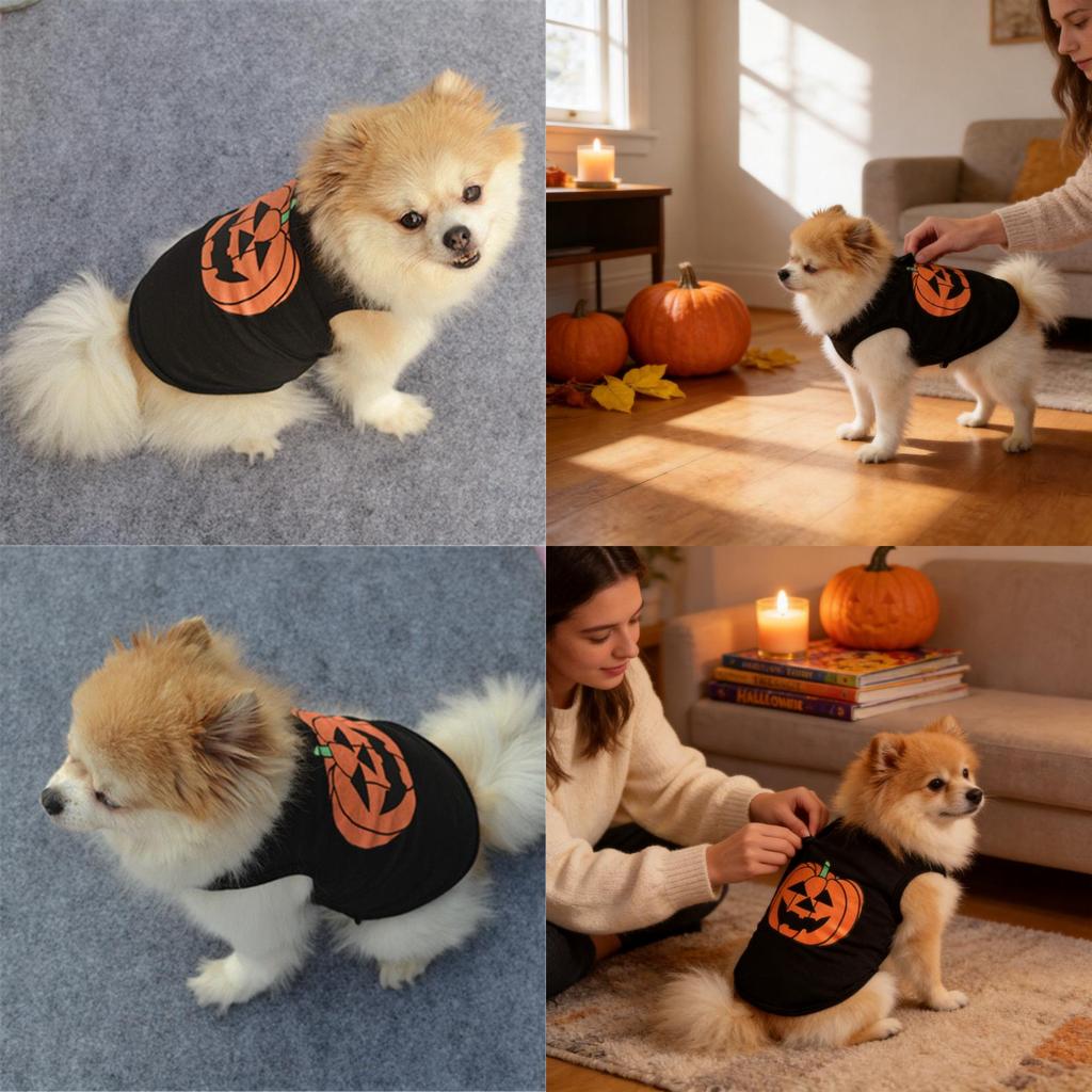 T-shirt Costume pour Chien avec Motif Citrouille d'Halloween pour Chiens de Petite à Grande Taille