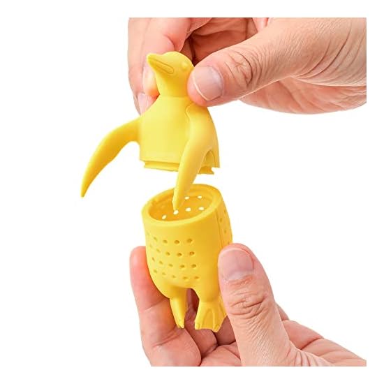 COLORATA Animal Tea Strainer (King Penguin / Dishwasher & Microwave Safe / Silicone) Cute Animal Tea