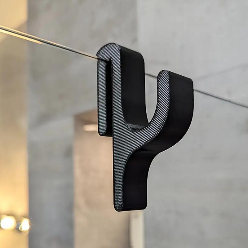 

3D крючок для полотенец на душевую дверь Для стеклянных дверей 8 мм Ванная комната Вешалка для одежды Полотенец Халатов Прачечная Общежитие Квартира чёрный