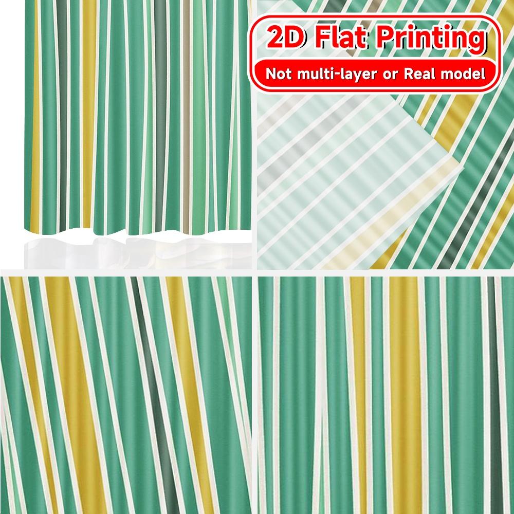 2pcs, 2D FLAT PRINTING Curtains (Without Rod) Striped Harmony(2) Christmas Festival Chic Print Curtains Machine Washable Fabric