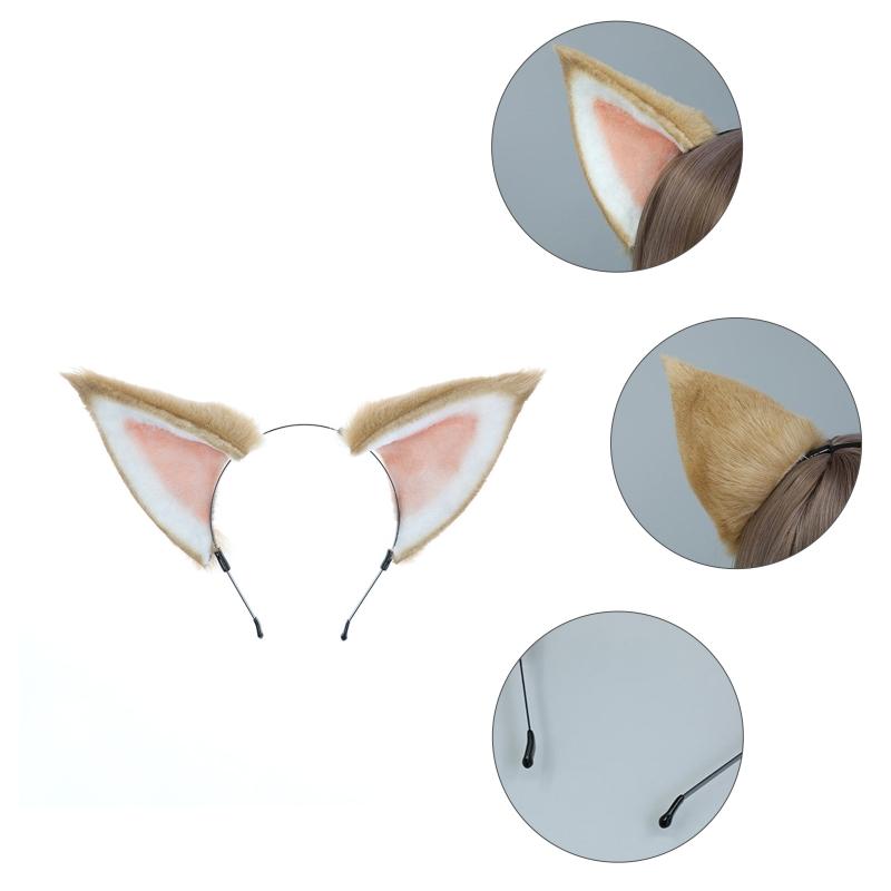 2 Stück für Katzenohren und Wolfshund Tier Schwanz Cosplay Kostüm Kunstfell Haarspange Kopfschmuck Halloween Geburtstagsfeier Plüsch S