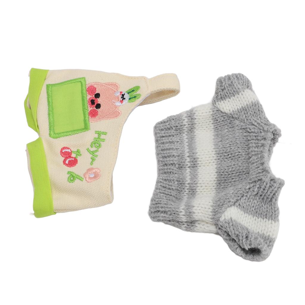 Plushie Doll Clothes Piggy Pattern Soft and Comfortable 20cm Plush Doll Outfit Coat Pants Grey and