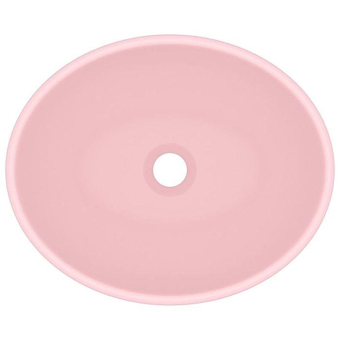VidaXL Lavabo Ovale de Luxe Vasque à Poser de Toilette Lave-mains de Salle de Bain Salle Cosmétique Maison Intérieur Rose 146922