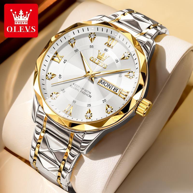 Oulishi 2025 Men's Luminous Waterproof Quartz Watch with Diamond-Shaped Mirror