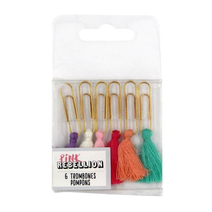 Trombones à pompons - MegaCrea - Multicolore - 6 pièces - Assortiment - DIY