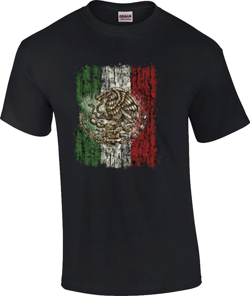 Distressed Mexico Mexican Flag Biker Soccer T-Shirt S