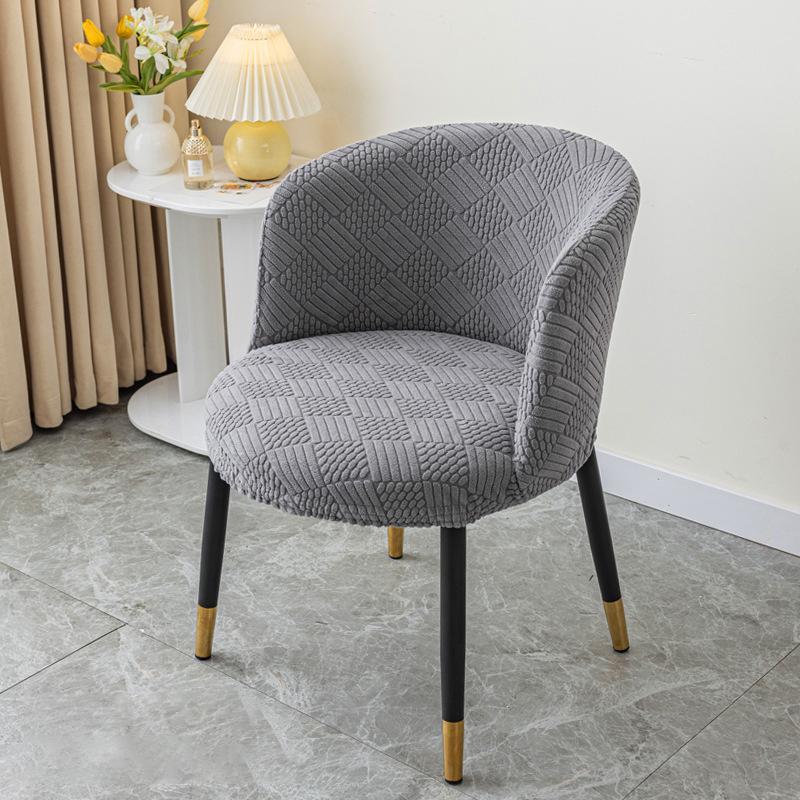 Nordic 3D Jacquard Curved Armchair Elastic Seat Cover Carved Arc-Shaped Chair Cover Dustproof Protect Dining Chair Slipcover