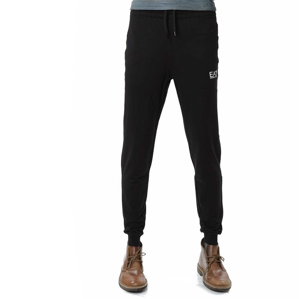 Emporio Armani EA7 FW24 Core Identity Series Solid Logo Print Cuffed Knit Joggers Men bottoms Black 8NPP66-PJVRZ-1200