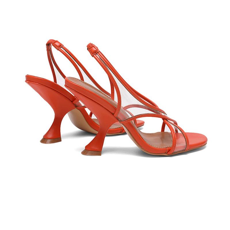 Fashion 2025 Summer Fashion Transparent PVC Women Gladiator Sandals Strange Style Design Slingbacks Wedge High heels Banquet Party Shoes