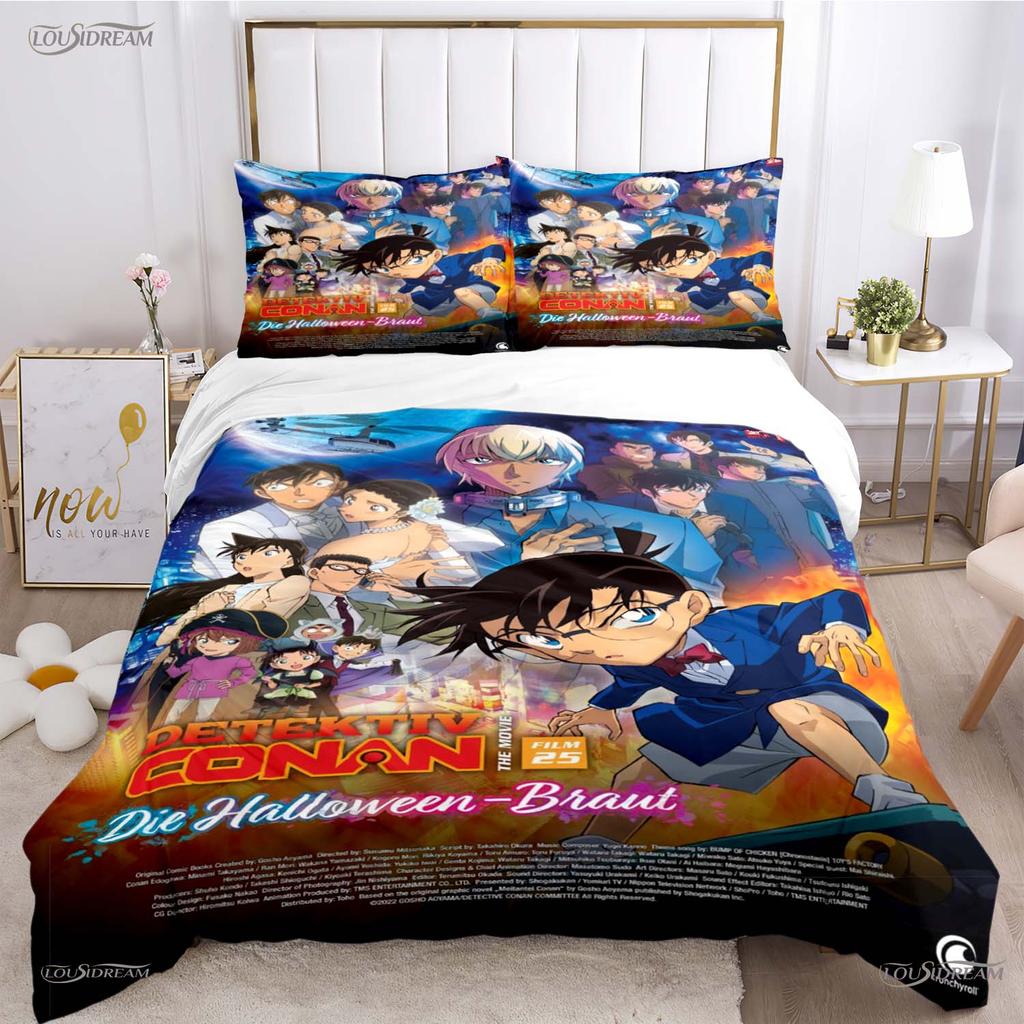Detect Conan carton anime All Season Duvet Cover Comforter Bedding Set Soft Quilt Cover and Pillowcases Single/Double/Queen/King
