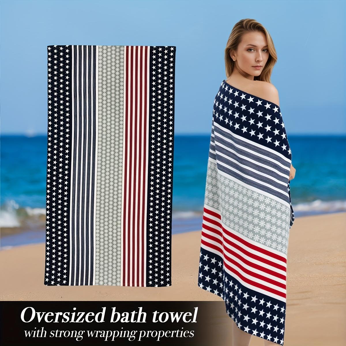 

1PC American Flag Stars Stripes Beach Towel, Multifunctional for Men Women, Ideal for Beach Pool Travel W30*H60(CM)