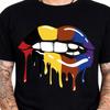 Dripping Lips Graphic Tee Colorful Pop Art Streetwear Fashion Trendy Fun Shirt.