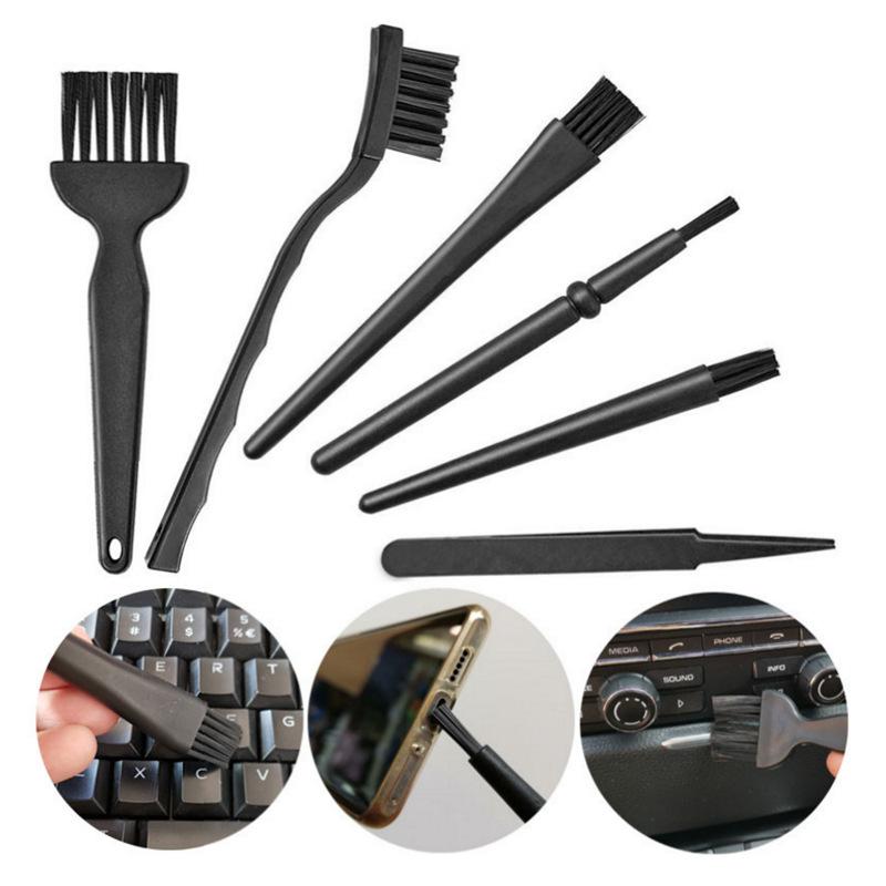 6 In 1 Black Keyboard Cleaning Brush Kit Small Computer Dust Brush Cleaner Anti-Static For Laptop Usb Household Cleaning Tool