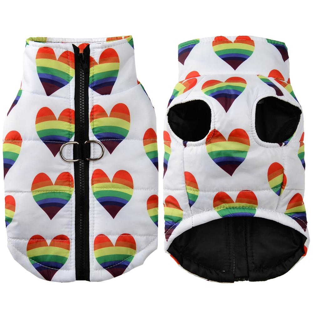 Windproof Warm Dog Clothes Love Print With D-ring Zipper Winter Waterproof Puppy Jacket For Small Medium Dogs Yorkshire Pet Coat